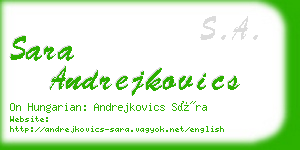 sara andrejkovics business card